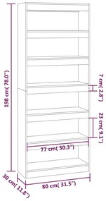 Βιβλιοθήκη/Διαχωρ. Χώρου Καπνιστή Δρυς 80x30x198 εκ Μοριοσανίδα - Καφέ