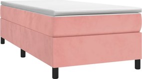vidaXL Κρεβάτι Boxspring με Στρώμα Ροζ 90x200 εκ. Βελούδινο