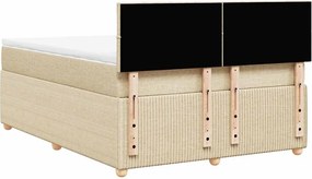 vidaXL Κρεβάτι Boxspring με Στρώμα Κρεμ 140x200 εκ. Υφασμάτινο