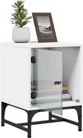 vidaXL Κομοδίνο Λευκό 35x37x50 εκ. με Γυάλινη Πόρτα