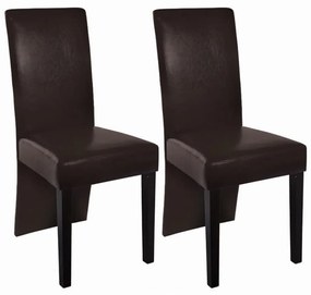 Καρέκλες Τραπεζαρίας 2 τεμ. Σκούρο Καφέ από Συνθετικό Δέρμα - Καφέ