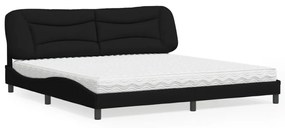 vidaXL Κρεβάτι με Στρώμα Μαύρο 200x200 εκ. Υφασμάτινο