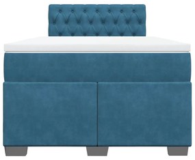 Κρεβάτι Boxspring με Στρώμα Μπλε 120x200 εκ. Βελούδινο - Μπλε