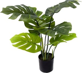 Μονστέρα τεχνητή Nextdeco Υ0.75μ. με 6 PE φύλλα σε μαύρη γλάστρα Ø13εκ.