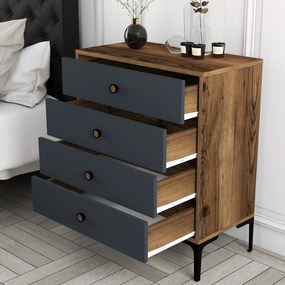 Συρταριέρα Καρυδιά / Ανθρακί LIZBON 76x40x90,7