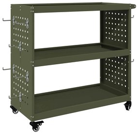 vidaXL Καρότσι εργαλείων με ράφι Λαδί 75 x 35 x 73 εκ. Κρύα χάλυβας