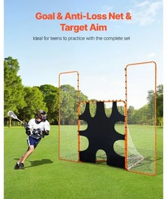 VEVOR 12x9 ft 3-IN-1 Lacrosse Goal Net with Backstop Target Rebounder Equipment