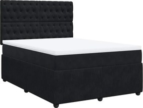 vidaXL Κρεβάτι Boxspring με Στρώμα Μαύρο 160x200 εκ. Βελούδινο