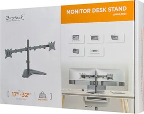 BRATECK βάση γραφείου για 2x οθόνες LDT66-T024, 17-32", έως 9kg
