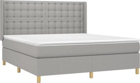 vidaXL Κρεβάτι Boxspring με Στρώμα &amp; LED Αν.Γκρι 160x200εκ. Υφασμάτινο
