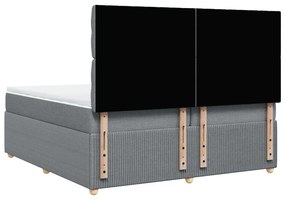 Κρεβάτι Boxspring με Στρώμα Ανοιχτό Γκρι 200x200 εκ. Υφασμάτινο - Γκρι