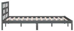 vidaXL Πλαίσιο Κρεβατιού Γκρι 150 x 200 εκ. Μασίφ Ξύλο King Size