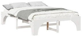 vidaXL Κρεβάτι δαπέδου Λευκό 150 x 200 cm Μασίφ ξύλο πεύκου