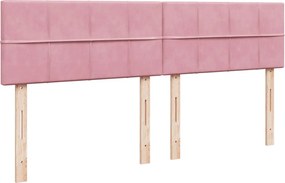 vidaXL Κρεβάτι Boxspring με Στρώμα Ροζ 200x200 εκ. Βελούδινο