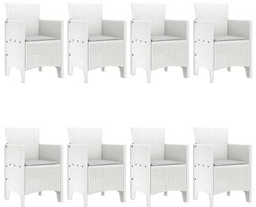 vidaXL Σέτ φαγητού για κήπο 9 pcs Λευκό Rattan Polt