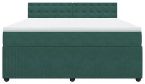 vidaXL Κρεβάτι Boxspring με Στρώμα Σκούρο Πράσινο 180x200εκ. Βελούδινο