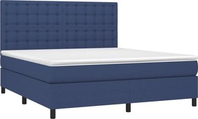 vidaXL Κρεβάτι Boxspring με Στρώμα &amp; LED Μπλε 160x200 εκ. Υφασμάτινο