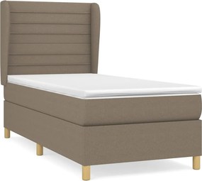 vidaXL Κρεβάτι Boxspring με Στρώμα Taupe 90x200 εκ. Υφασμάτινο