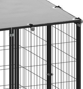 vidaXL Σπιτάκι Σκύλου Μαύρο 2,42 m² Ατσάλινο