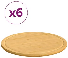 vidaXL Σανίδες Κοπής 6 Τεμ. Ø40 x 1,5 εκ. από Μπαμπού