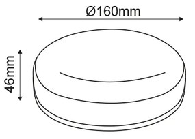 LED PC WHITE CEILING LUMINAIRE 230V AC IP66 12W 1110lm 6000K 120° Ra80