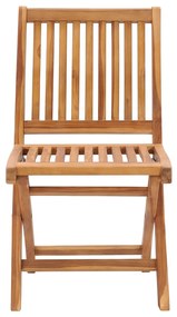 vidaXL Καρέκλες Κήπου 2 τεμ. από Μασίφ Ξύλο Teak & Γκρι Καρό Μαξιλάρια