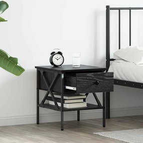 vidaXL Κομοδίνο με συρτάρι 2 pcs Μαύρη δρυς 40 x 42 x 45 εκ.