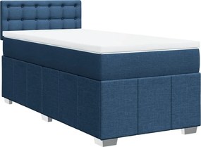 vidaXL Κρεβάτι Boxspring με Στρώμα Μπλε 90x200 εκ.Υφασμάτινο