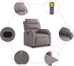 vidaXL Πολυθρόνα Μασάζ Ανακλινόμενη Taupe Υφασμάτινη