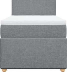 vidaXL Κρεβάτι Boxspring με Στρώμα Ανοιχτό Γκρι 90x200 εκ. Υφασμάτινο