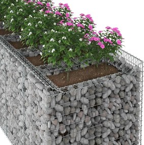 vidaXL Ανασηκωμένο κρεβάτι gabion 3 pcs Ασημί