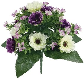 Τεχνητό Μπουκέτο Παπαρούνας 00-00026-4 40cm Purple-Ecru Marhome Πλαστικό, Ύφασμα