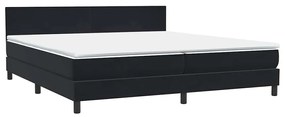 vidaXL Κρεβάτι Boxspring με Στρώμα &amp; LED Μαύρο 180x210 εκ. Βελούδινο