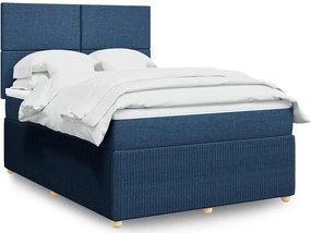 vidaXL Κρεβάτι Boxspring με Στρώμα Μπλε 140x200 εκ. Υφασμάτινο