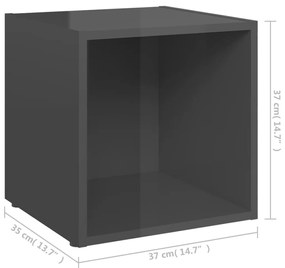 Έπιπλο Τηλεόρασης Γυαλιστερό Γκρι 37 x 35 x 37 εκ. Μοριοσανίδα - Γκρι