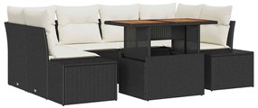 vidaXL Σέτ φαγητού για κήπο 7 pcs Μαύρο, Κρέμα 100 x 55 x 73 εκ