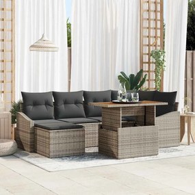 vidaXL Σέτ φαγητού για κήπο με μαξιλάρι 7 pcs Γκρι, Καφέ