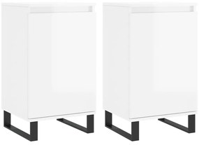 vidaXL Ντουλάπια 2 τεμ. Γυαλιστ. Λευκό 40x35x70 εκ. από Επεξεργ. Ξύλο