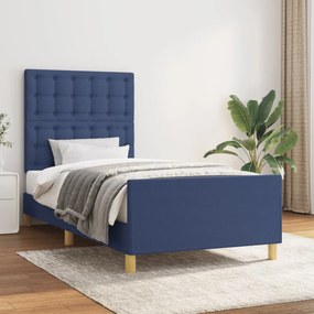 vidaXL Σκελετός Κρεβατιού Χωρίς Στρώμα Μπλε 90x200 εκ. Υφασμάτινο