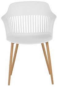 Καρέκλα Berwyn 1618, Ανοιχτό χρώμα ξύλου, Άσπρο, 81x57x54cm, 6 kg, Πλαστική ύλη, Μεταλλικά, Μπράτσα | Epipla1.gr