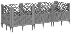 Ζαρντινιέρα με Πασσάλους Γκρι 123,5x43,5x43,5εκ. Πολυπροπυλένιο - Γκρι