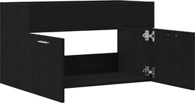 vidaXL Ντουλάπι νιπτήρα με αποθήκευση Μαύρη Οξυά Επεξεργασμένο ξύλο