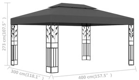 vidaXL Κιόσκι με Διπλή Οροφή Ανθρακί 3 x 4 μ.