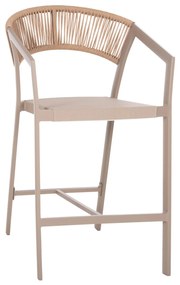 BAR STOOL ALUMINUM IN CHAMPAGNE  MEDIUM HEIGHT WITH ARMS-RATTAN&amp;TEXTLINE 57x60x100Hcm