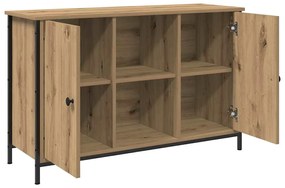 vidaXL Ντουλάπα Τηλεόρασης Μαύρη Δρυς 101x35x65 εκ. Κατασκευασμένο από ξύλο και ατσάλι