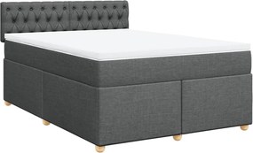 vidaXL Κρεβάτι Boxspring με Στρώμα Σκούρο Γκρι 140x190 εκ. Υφασμάτινο