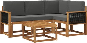 vidaXL Σειρά Καναπέ Εξωτερικού 5 pcs Φυσικό και Ανθρακί Πολυεστέρας