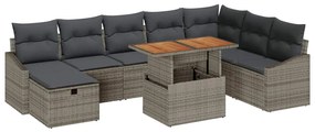 vidaXL Σετ Καναπέ Κήπου Ρυθμιζόμενο ύψος 9 pcs Γκρι συνθετικό ρατάν