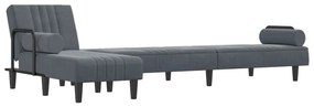 Καναπές Κρεβάτι Γωνιακός Σκ. Γκρι 260 x 140 x 70 εκ. Βελούδινος - Γκρι