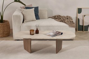 Τραπεζάκι Σαλονιού Τραβερτίνη / Καρυδί LANAS 130x65x40